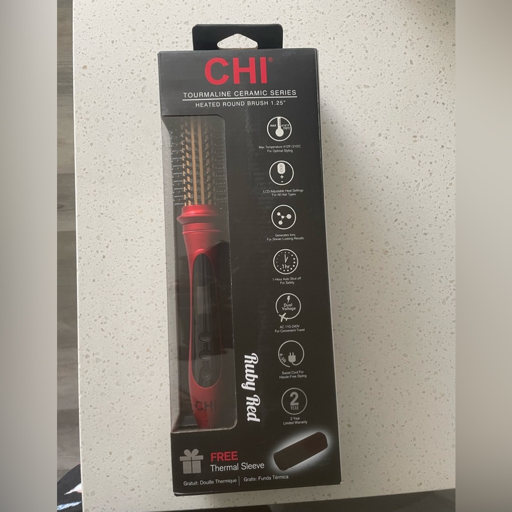 CHI Tourmaline 1.25 Ruby Red Ceramic Heated Round Brush